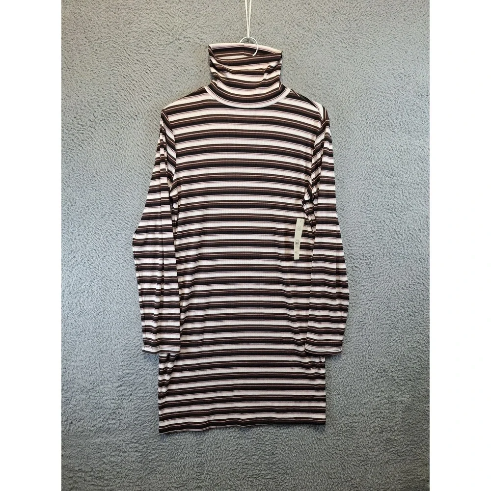 No Boundaries Knit‎ Sweater Dress Womens L Multi Striped Long Sleeve Turtleneck
